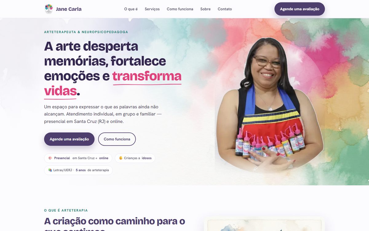 Site da arteterapeuta Jane Carla